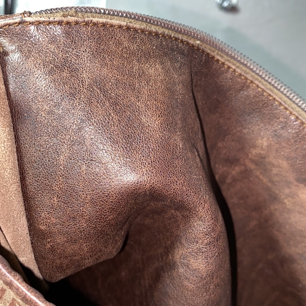 Authentic FENDI Zucca Shoulder Bag Suede Leather Brown Rehab - Picture 6 of 13